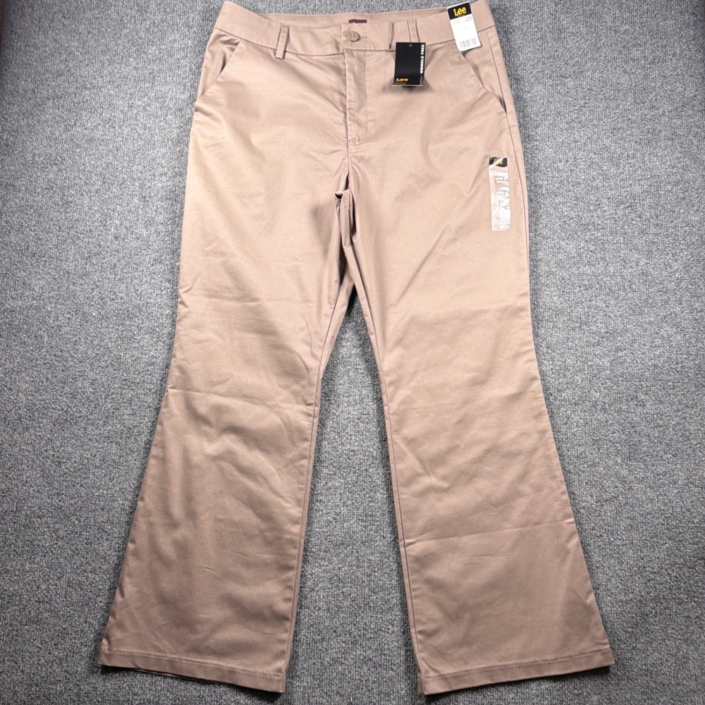 Lee Bootcut Pants Women 16W Medium Brown Wrinkle Free Mid Rise Coventry